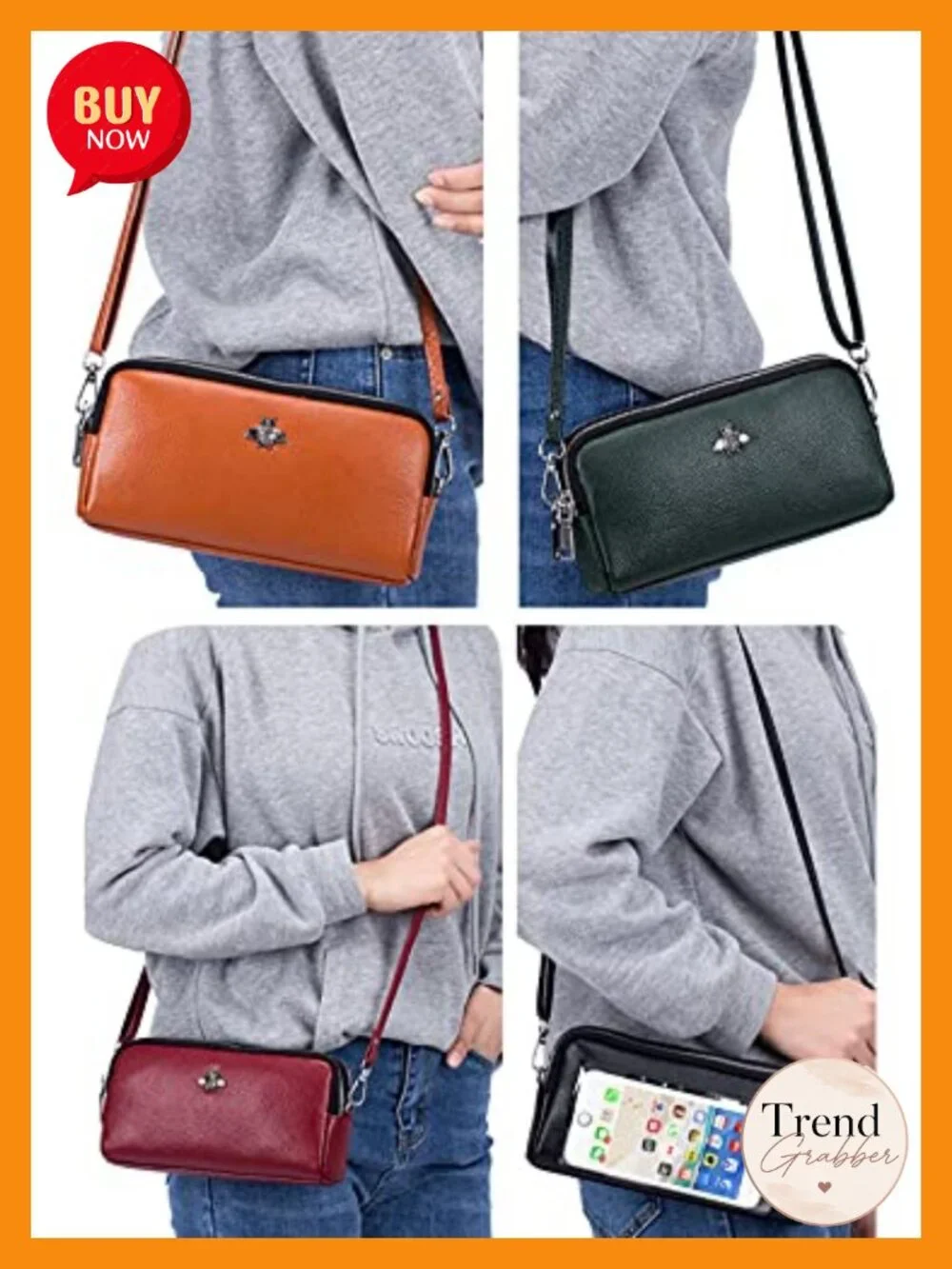 Genuine Leather Touch Screen Phone Bag Wristlet Handbag Wallet